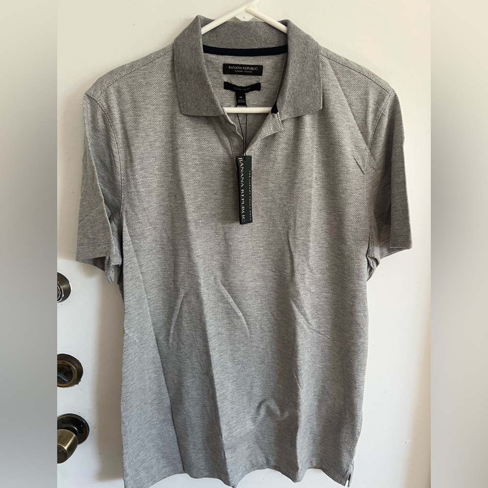 Banana Republic Men's Light Gray Polo Shirt